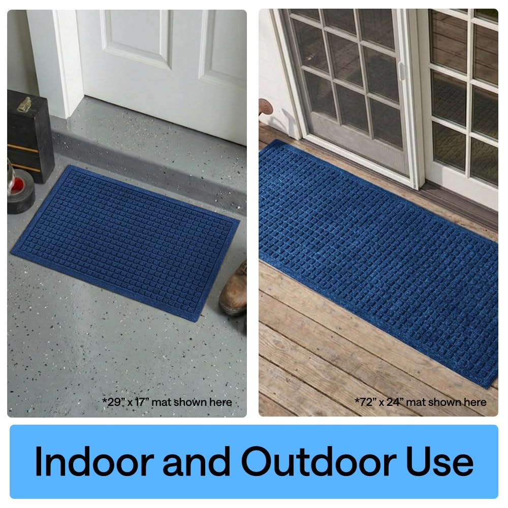 Gorilla Grip blue welcome mat protects floors while adding color
