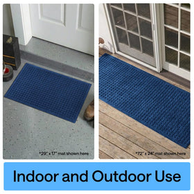 Gorilla Grip blue welcome mat protects floors while adding color
