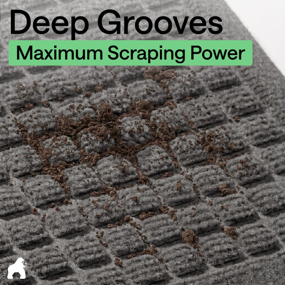 GORILLA GRIP Deep grooves capture dirt and debris from shoes, boots, and paws