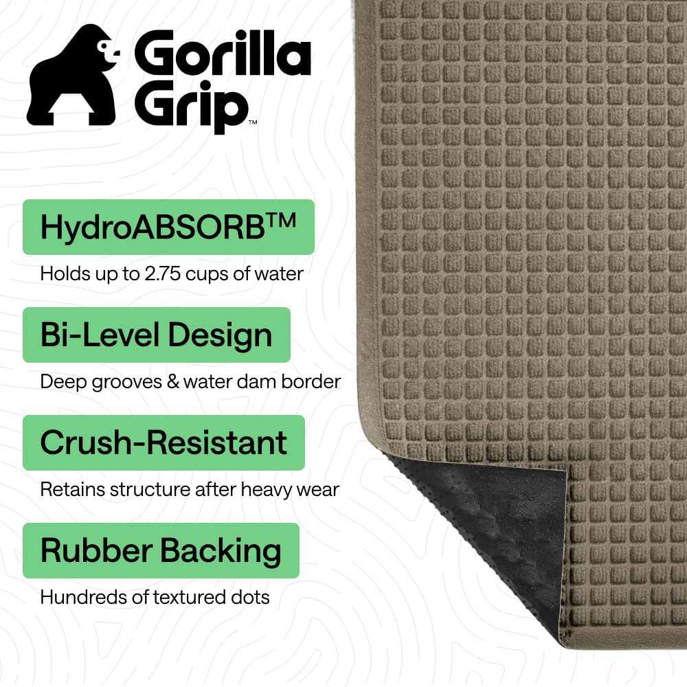 GORILLA GRIP front door mat deep grooves scrape dirt from shoes.