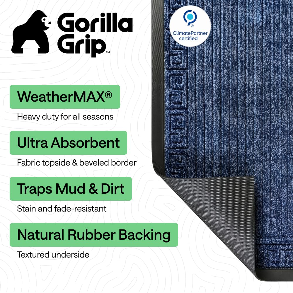 GORILLA GRIP 100 percent waterproof door mat for indoor outdoor use.