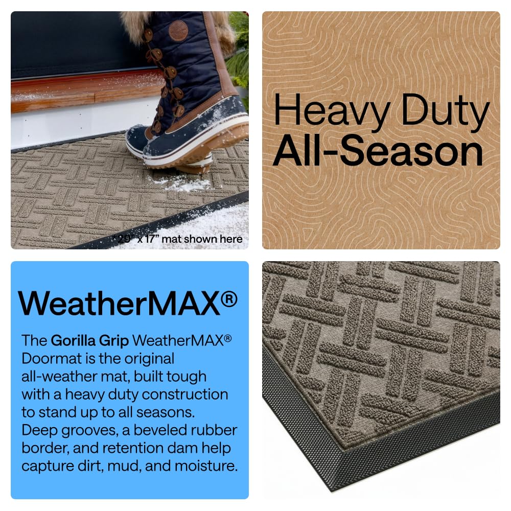 Gorilla Grip doormat stain-resistant topside stays vibrant after rain or snow