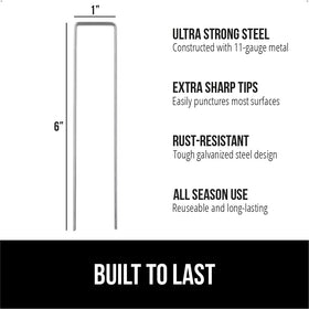 GORILLA GRIP 11-gauge stakes showcase rugged durability for lawn edging and sod anchoring.