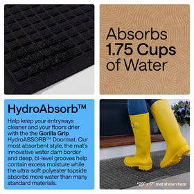GORILLA GRIP HydroABSORB doormat with deep grooves scrapes dirt from shoes