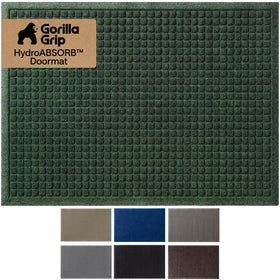 Gorilla Grip HydroABSORB doormat with water dam border traps moisture at entry