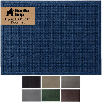 Gorilla Grip HydroAbsorb front door mat with water dam border traps moisture at entry