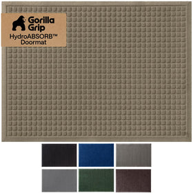 GORILLA GRIP HydroAbsorb front door mat with water dam border captures moisture.