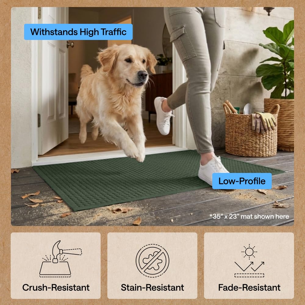 Weather-resistant Gorilla Grip mat maintains color outdoors