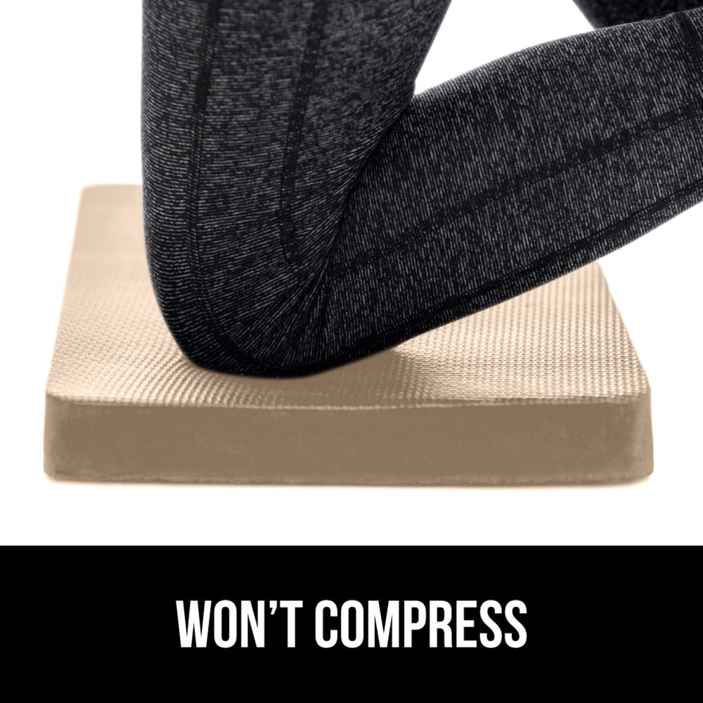 GORILLA GRIP kneeling pad beige anti-slip bottom stays put on damp surfaces.