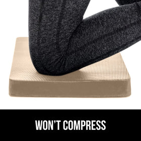 GORILLA GRIP kneeling pad beige anti-slip bottom stays put on damp surfaces.