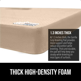 GORILLA GRIP kneeling pad beige with high-density foam reduces knee discomfort.