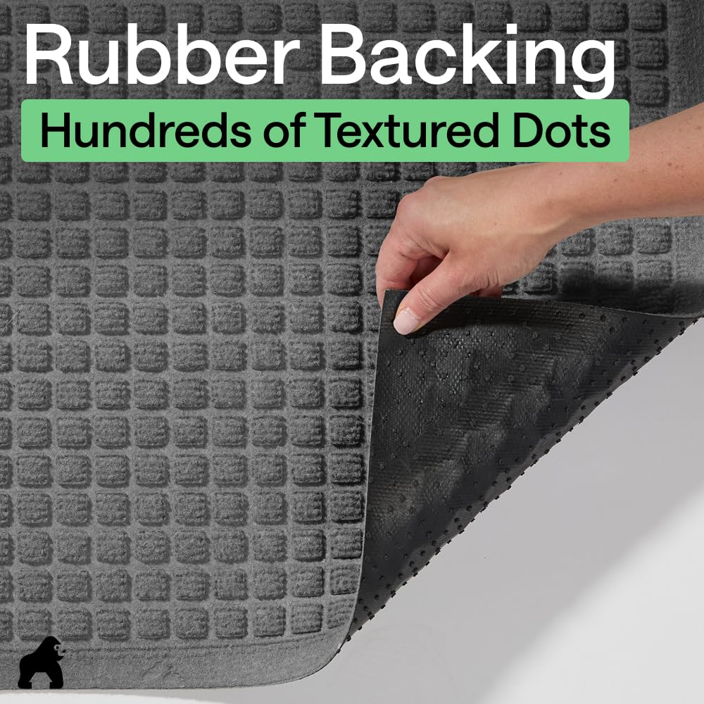 GORILLA GRIP Low-profile design allows doors to open over the mat.