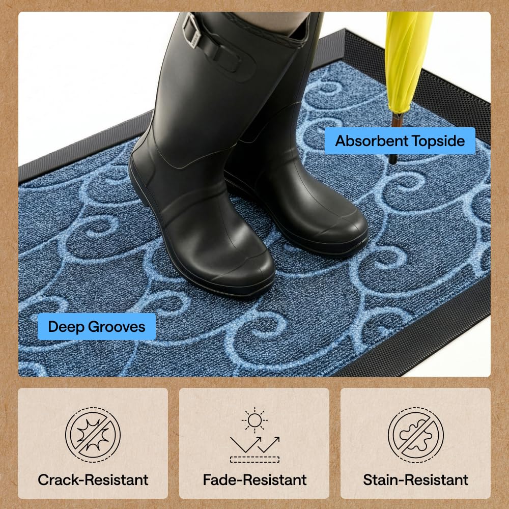 GORILLA GRIP WeatherMAX low-profile mat fits under most doors with ease.