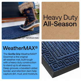 GORILLA GRIP low-profile WeatherMax mat enhances smooth door clearance.