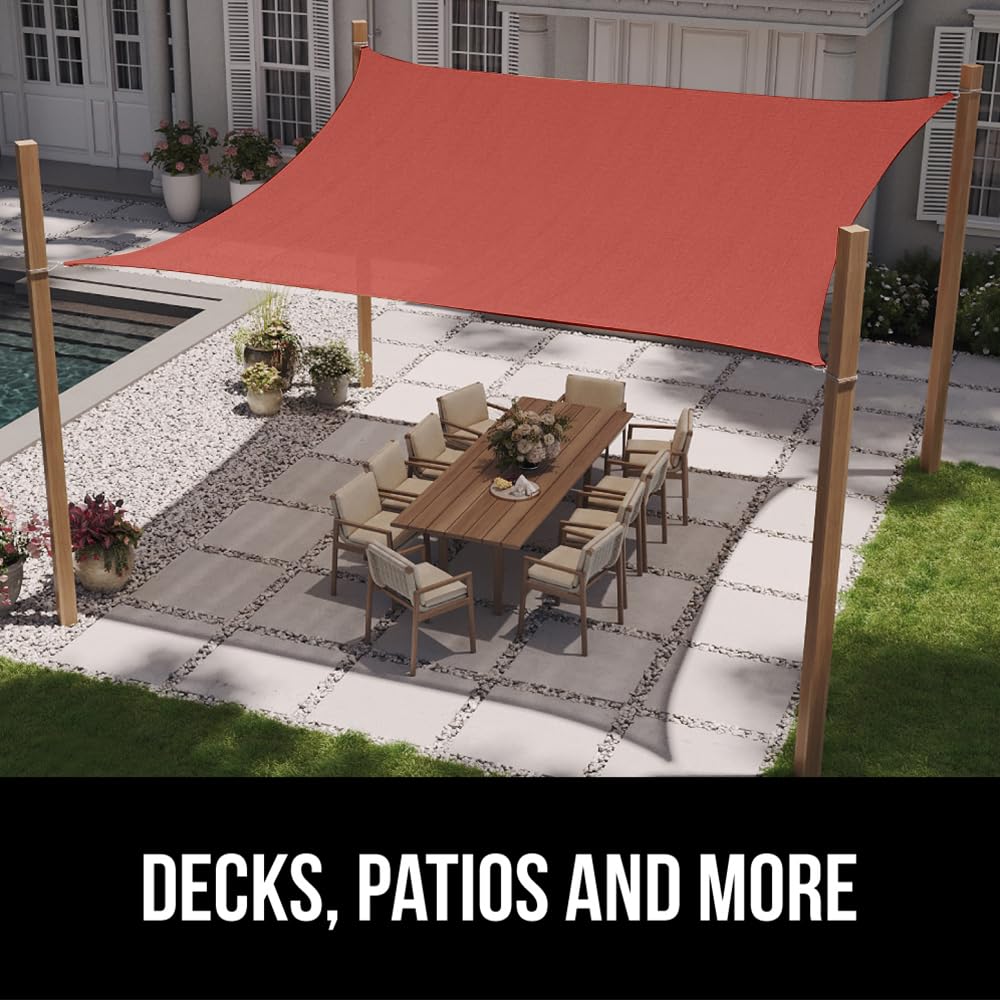 GORILLA GRIP 12x16 ft canopy over patio creates shaded outdoor space.