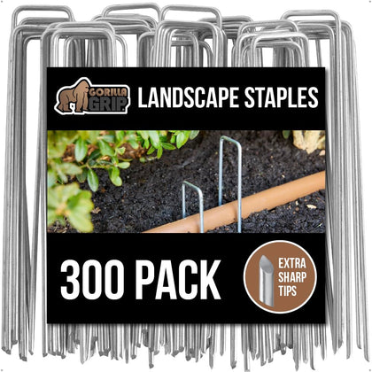 GORILLA GRIP premium landscape staples 6-inch close-up for secure ground anchoring of landscape fabric.