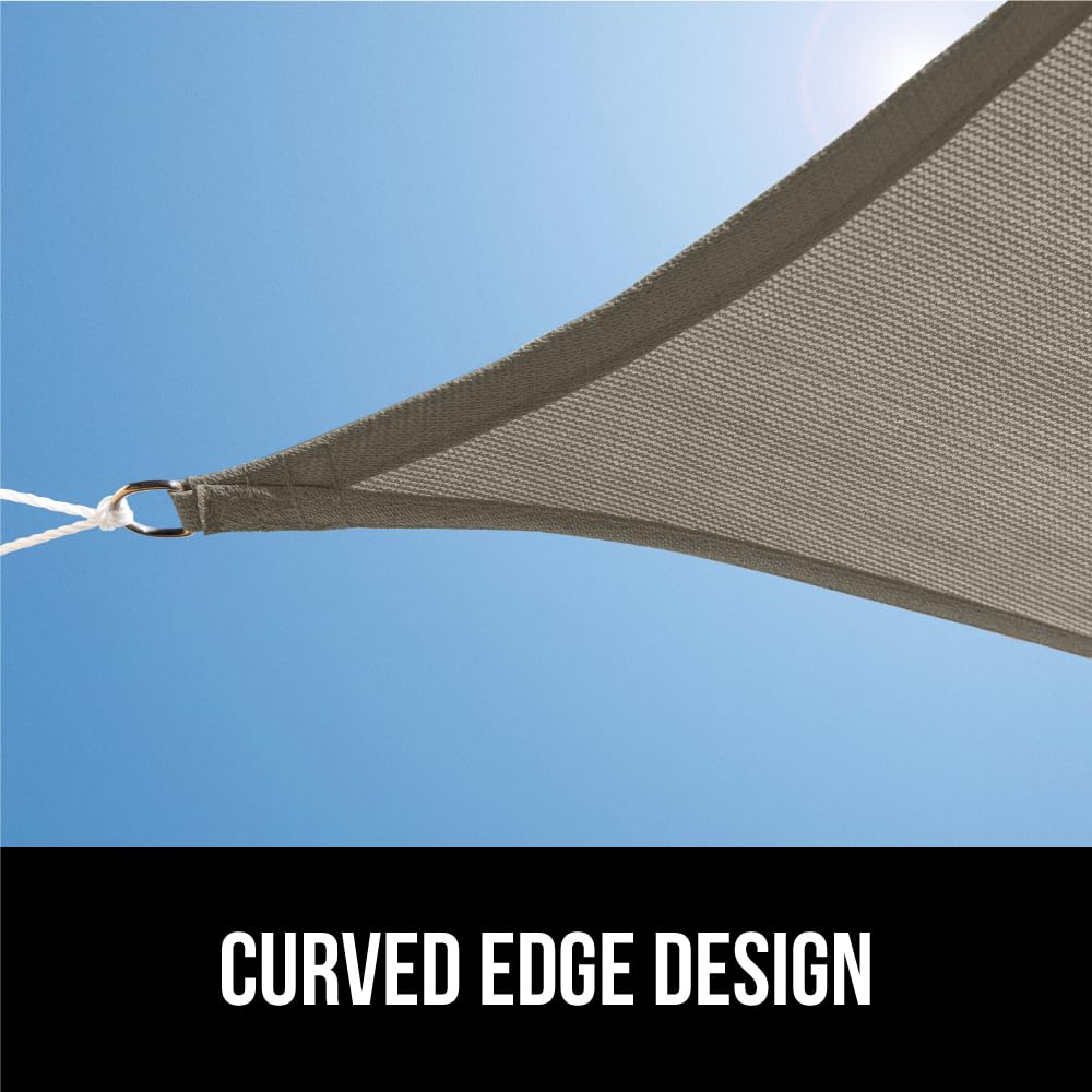 GORILLA GRIP shade sail ideal for patios and outdoor dining areas.