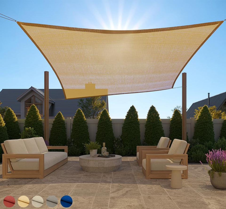 Gorilla Grip sun shade 10x10 ft blocks sun for patio comfort.