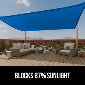 GORILLA GRIP blue shade sail with rust-resistant D-rings at corner