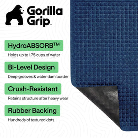 Gorilla Grip textured rubber backing provides stability on indoor and covered surfaces