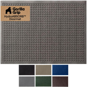 GORILLA GRIP Ultra-Absorbent Front Door Mat with water dam border traps moisture at entry