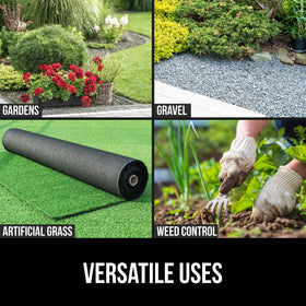 Gorilla Grip weed barrier suitable for driveways and walkways with stable soil base.