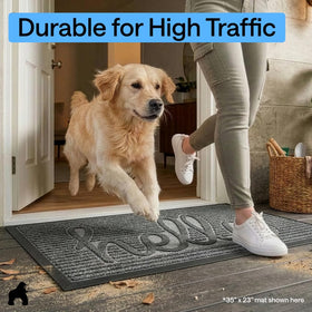 WeatherMAX mat measures 35 by 23 inches in charcoal for most entryways.