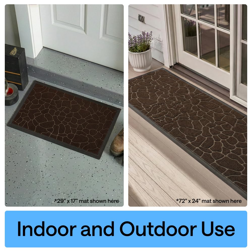 Gorilla Grip WeatherMAX doormat measures 35x23 inches for standard entryways.