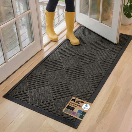GORILLA GRIP WeatherMAX doormat close-up showing rugged grooves for all-season use