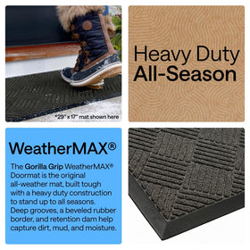 Gorilla Grip WeatherMAX doormat back view shows natural rubber backing