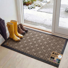 GORILLA GRIP WeatherMAX doormat basket weave traps dirt at the door.