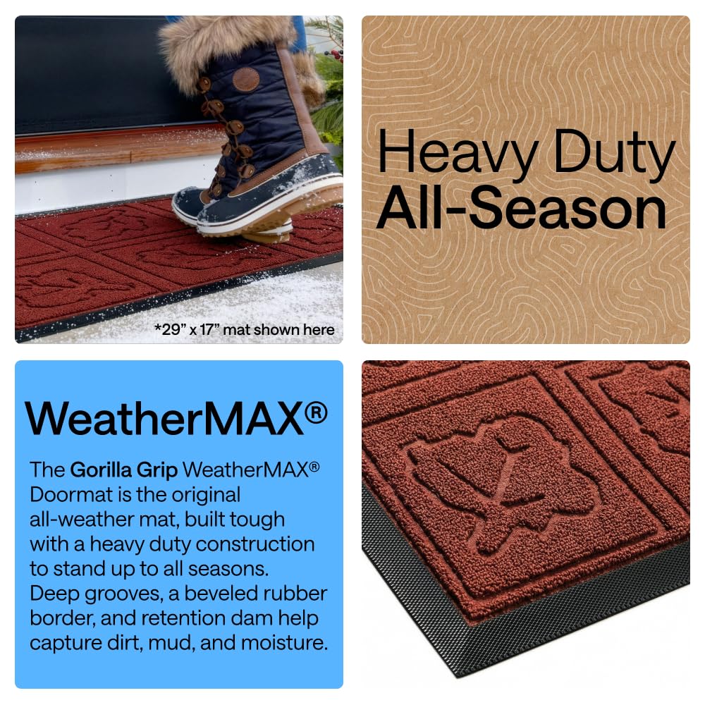 Beveled border on Gorilla Grip WeatherMAX doormat helps keep debris out