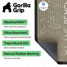 GORILLA GRIP WeatherMAX doormat showing beveled border channels moisture away