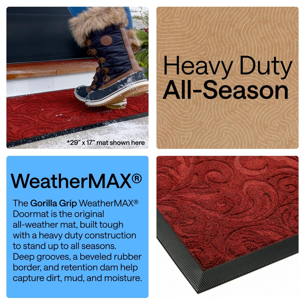 Beveled edge detail on the WeatherMAX doormat enhances safe doorway clearance.
