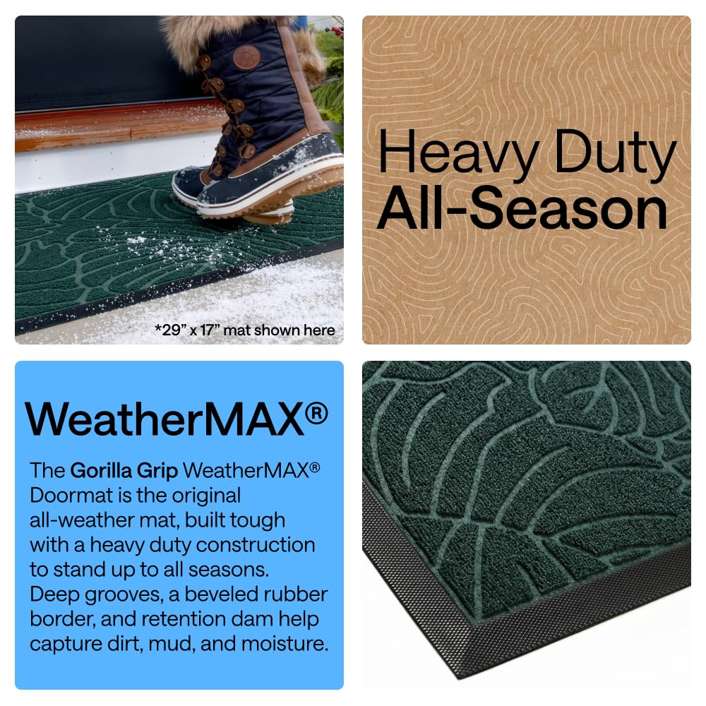 Gorilla Grip WeatherMAX doormat close-up border highlights door clearance.