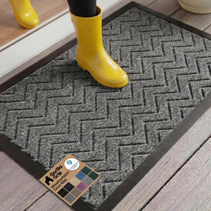 GORILLA GRIP WeatherMAX doormat close-up texture showing dirt-trapping grooves.