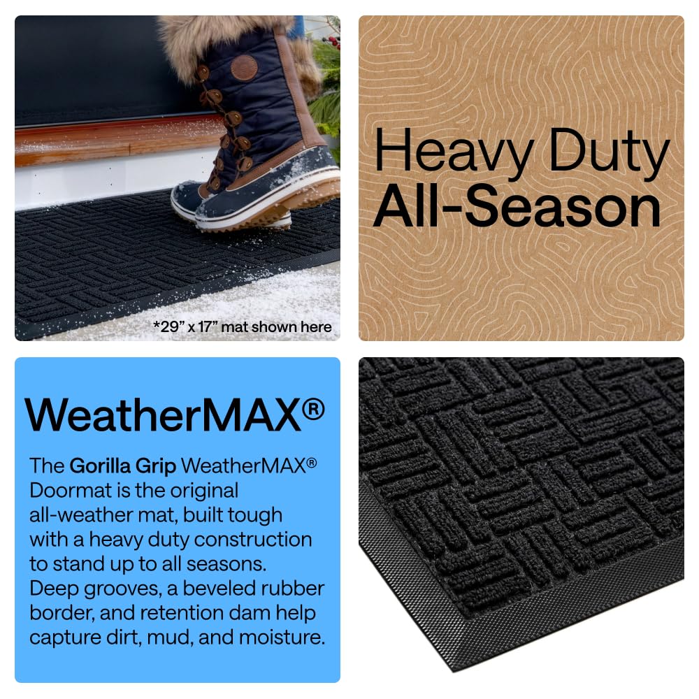 GORILLA GRIP WeatherMAX deep grooves trap mud, keeping entryways cleaner after rain
