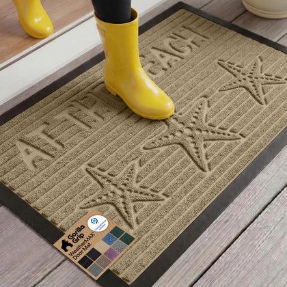 GORILLA GRIP WeatherMAX doormat with deep grooves trapping dirt and moisture at entry