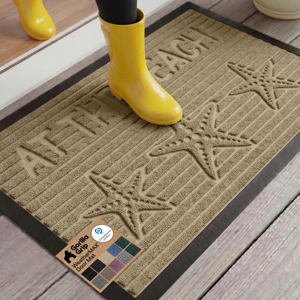 GORILLA GRIP WeatherMAX doormat with deep grooves trapping dirt and moisture at entry
