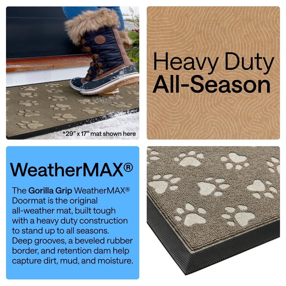 GORILLA GRIP WeatherMAX doormat, deep grooves capture moisture and mud.