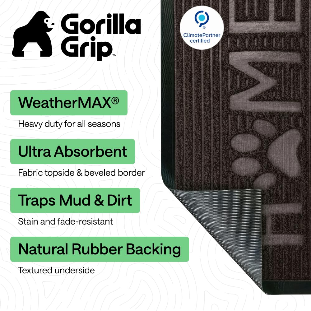 GORILLA GRIP WeatherMAX doormat deep-grooves trap dirt and mud at entry