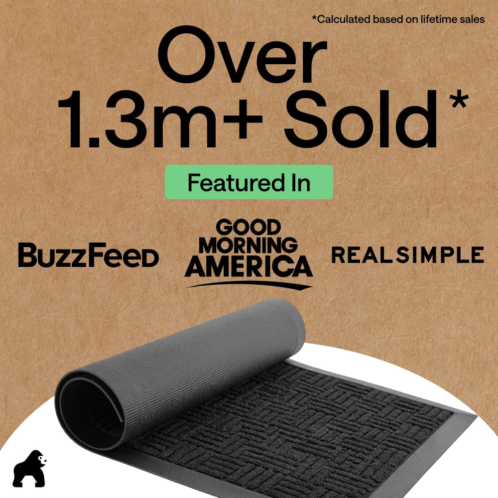 GORILLA GRIP WeatherMAX doormat deep grooves capture mud and moisture effectively