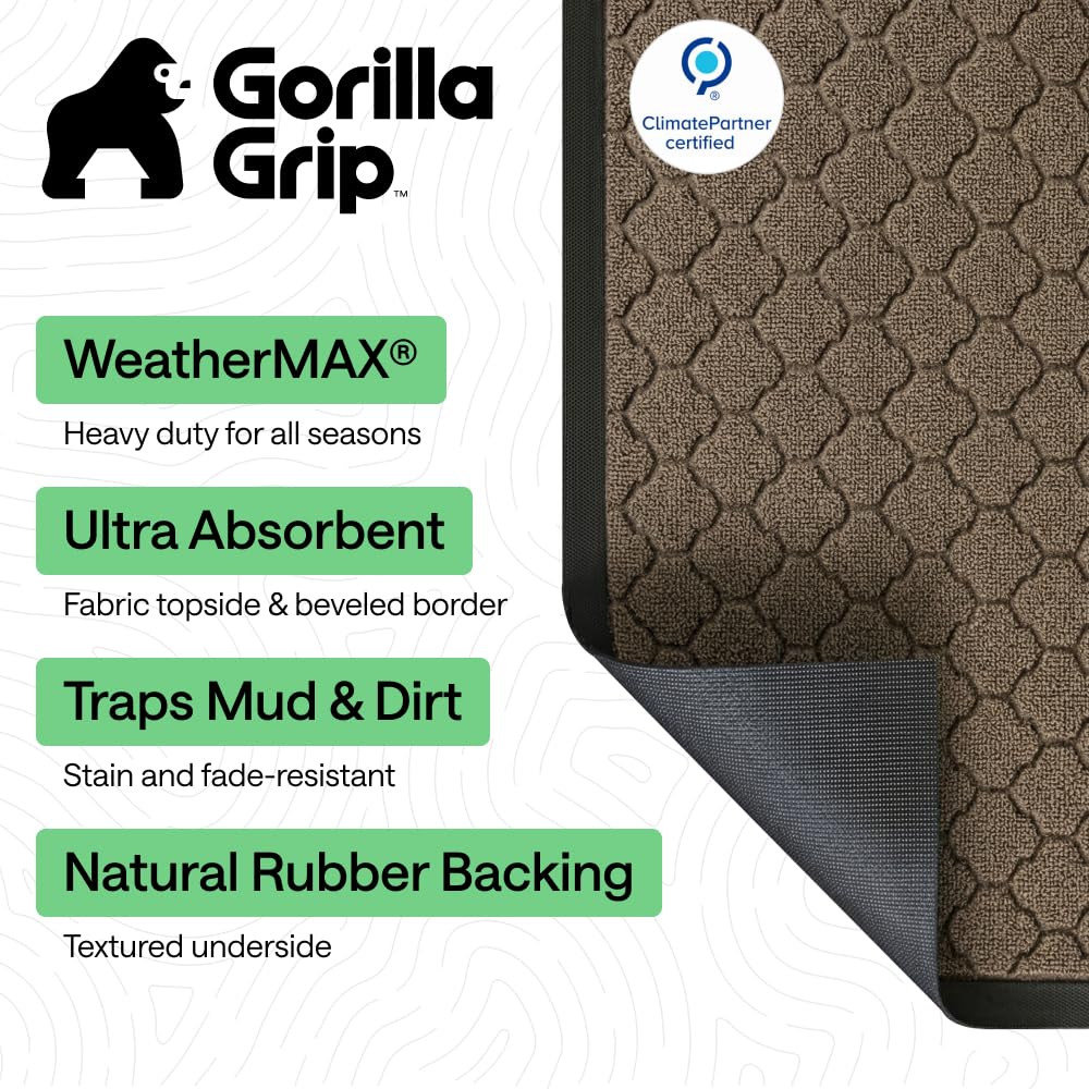Gorilla Grip WeatherMAX doormat dirt mud capture demonstrates deep grooves
