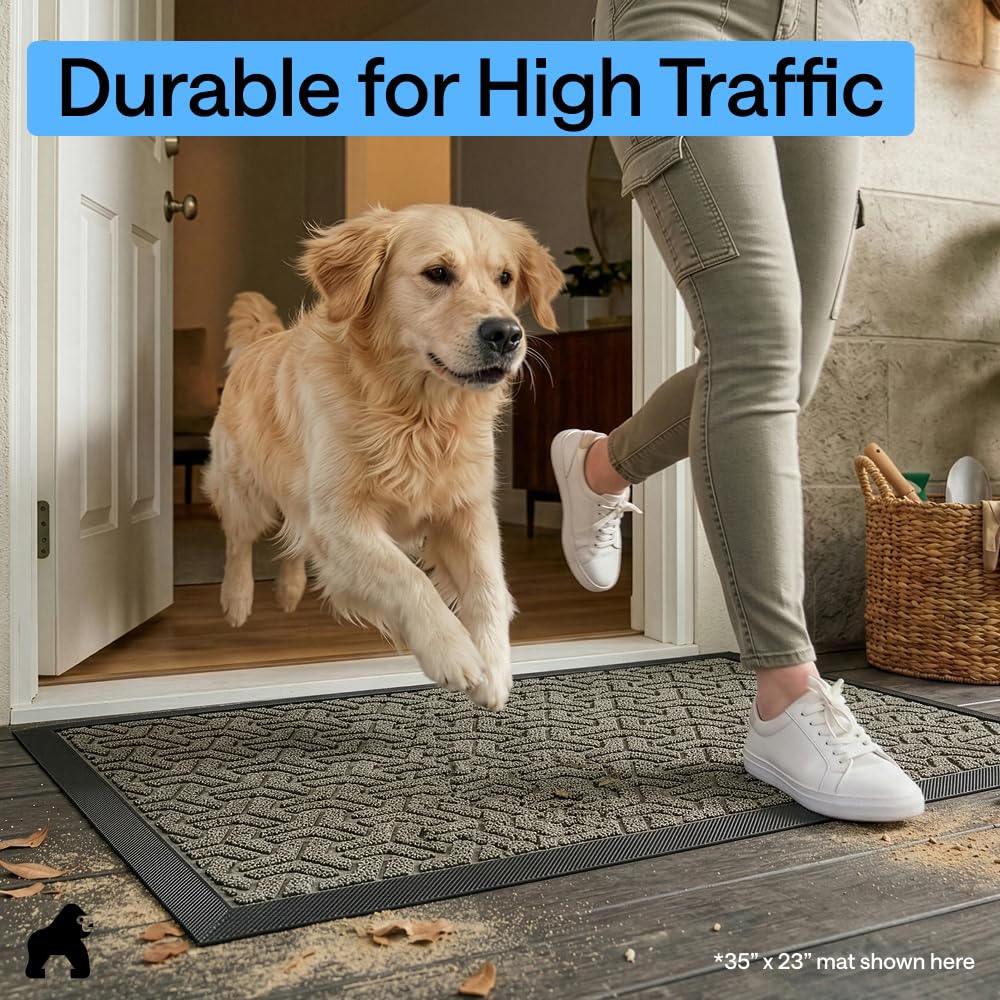 GORILLA GRIP WeatherMax doormat easy to clean, quick-wipe maintenance.