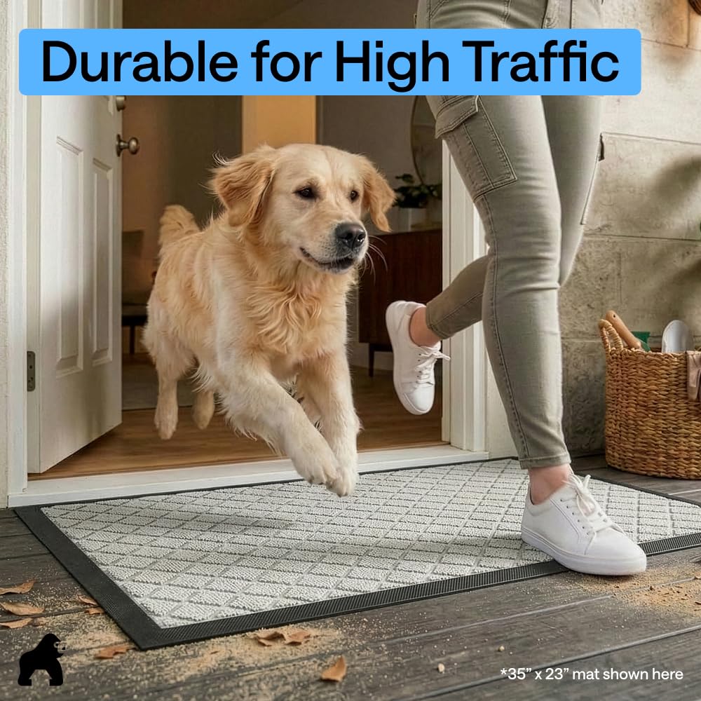 GORILLA GRIP WeatherMAX doormat easy-clean surface for quick maintenance.