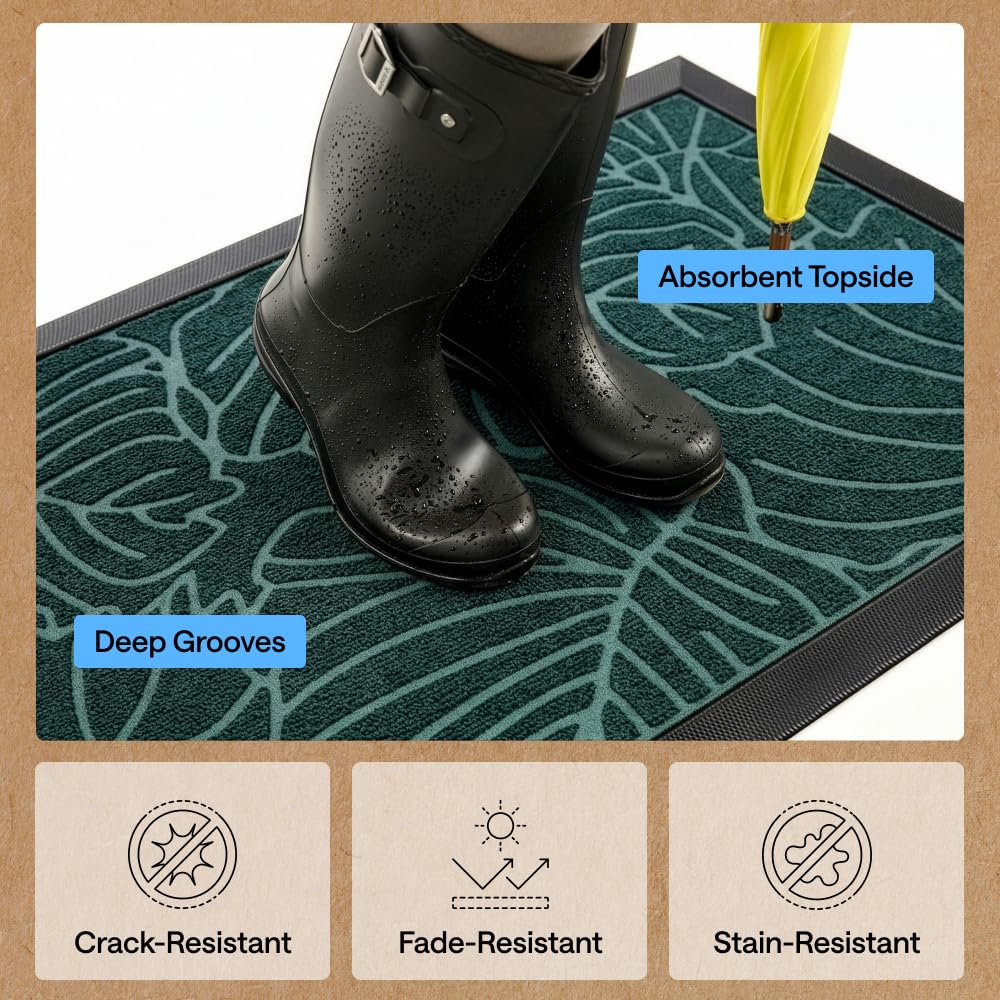 Gorilla Grip WeatherMAX doormat entrance view shows low-profile design and easy access.