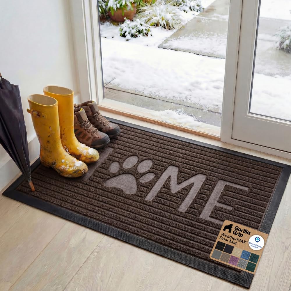 GORILLA GRIP WeatherMAX doormat espresso wide view protects entry from dirt and moisture.