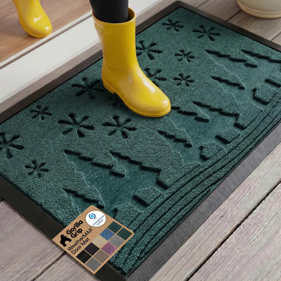GORILLA GRIP WeatherMAX front door doormat captures dirt and moisture for a cleaner entry.