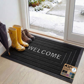 GORILLA GRIP WeatherMax doormat front view with a low-profile edge for easy door clearance
