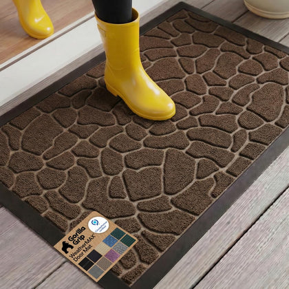 Gorilla Grip WeatherMAX doormat front view for rugged entryway protection.